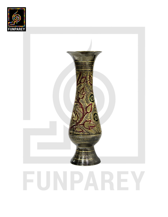 Handmade 10" Brass Vase Pair 'Jazzed Motif' - Image 4