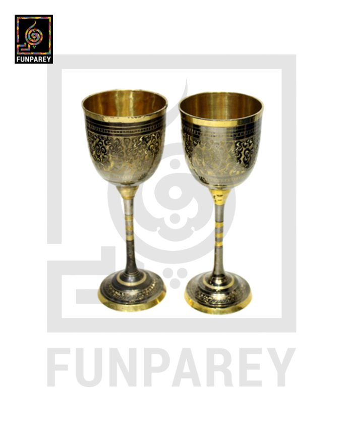 Handmade 8" Brass Chalices Pair "Stygian" - Image 4