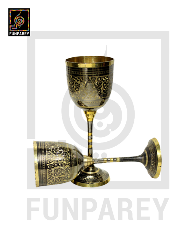 Handmade 8" Brass Chalices Pair "Stygian" - Image 5