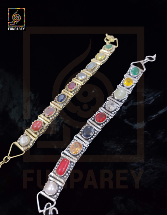 Tribal Oxidized Metal Bracelet with Natural Stones "Glazed" - Image 5
