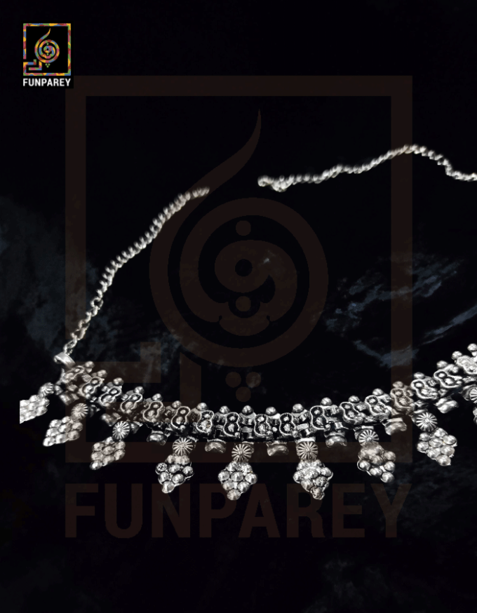 Oxidized Metal Tribal Necklace "Riparian" - Image 3
