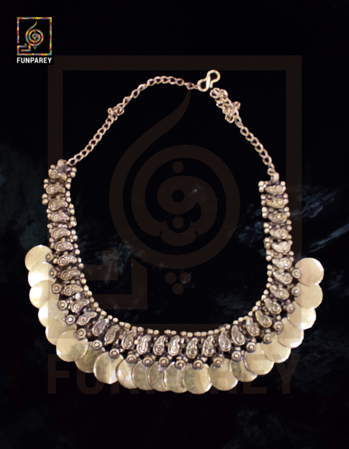 Oxidized Metal Tribal Necklace "Ethereal Aurum" - Image 10