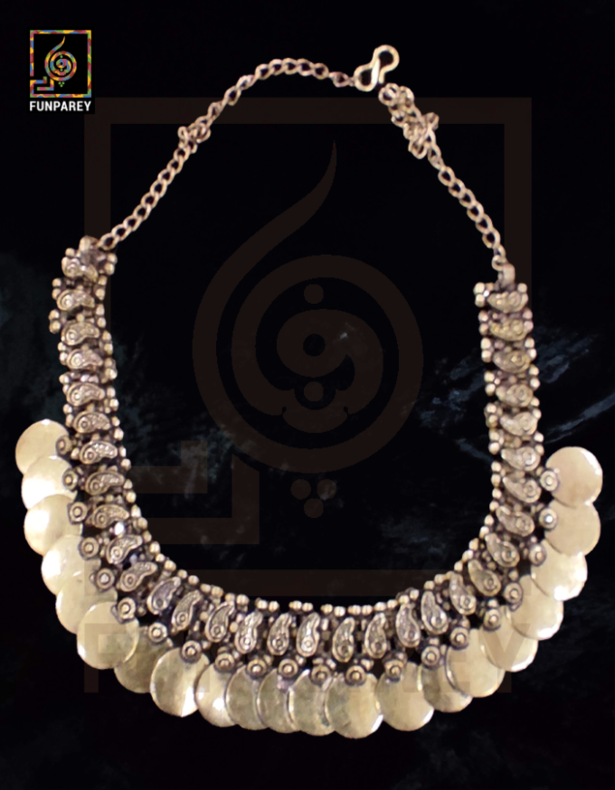 Oxidized Metal Tribal Necklace "Ethereal Aurum" - Image 11
