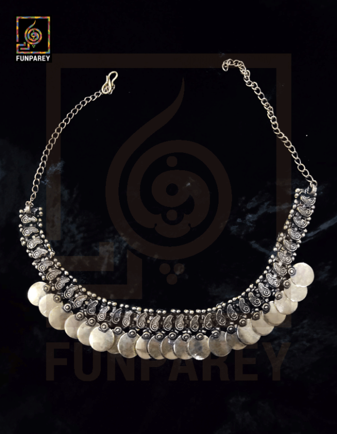 Oxidized Metal Tribal Necklace "Ethereal Aurum"