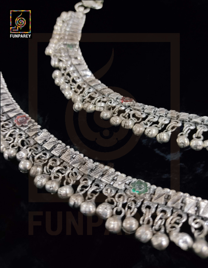 Oxidized Metal Tribal Anklets (Pair) "Supine" - Image 3