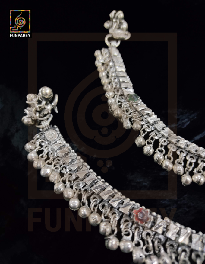 Oxidized Metal Tribal Anklets (Pair) "Supine" - Image 8