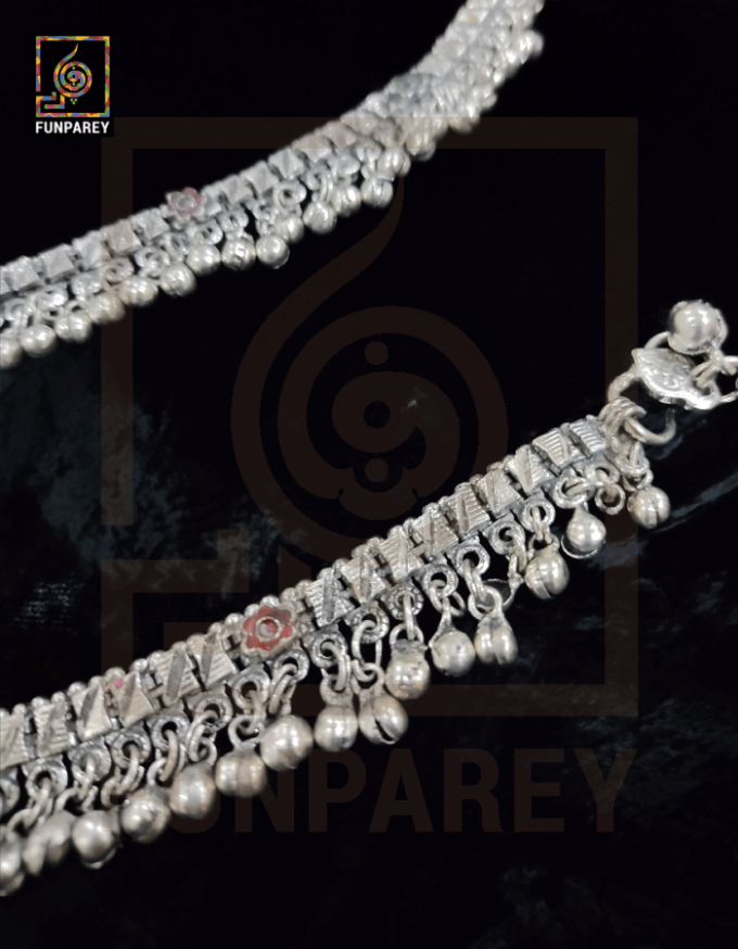 Oxidized Metal Tribal Anklets (Pair) "Supine" - Image 5