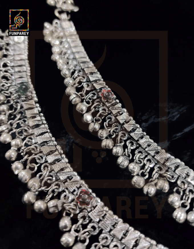 Oxidized Metal Tribal Anklets (Pair) "Supine" - Image 4