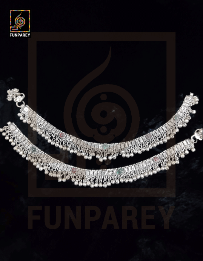Oxidized Metal Tribal Anklets (Pair) "Supine"