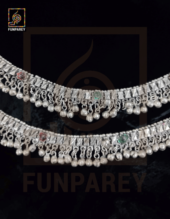 Oxidized Metal Tribal Anklets (Pair) "Supine" - Image 7
