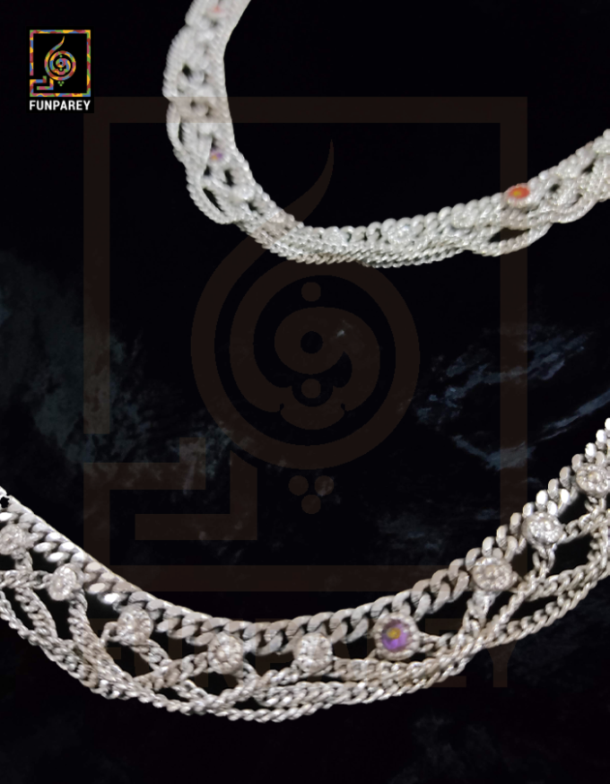 Oxidized Metal Tribal Anklets (Pair) "Habergeon" - Image 2