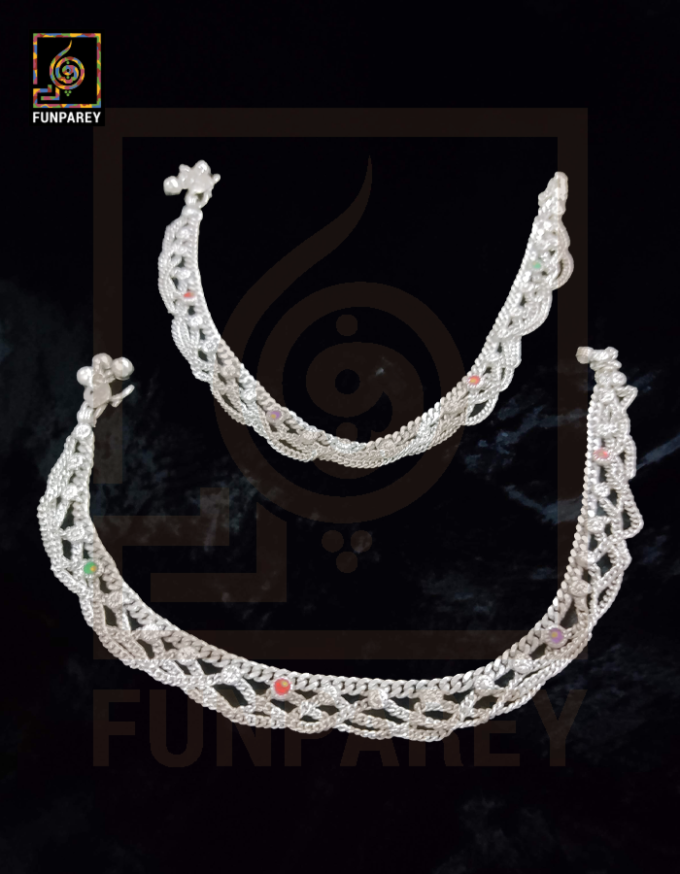 Oxidized Metal Tribal Anklets (Pair) "Habergeon" - Image 8