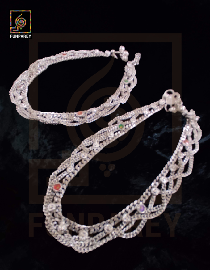 Oxidized Metal Tribal Anklets (Pair) "Habergeon" - Image 9