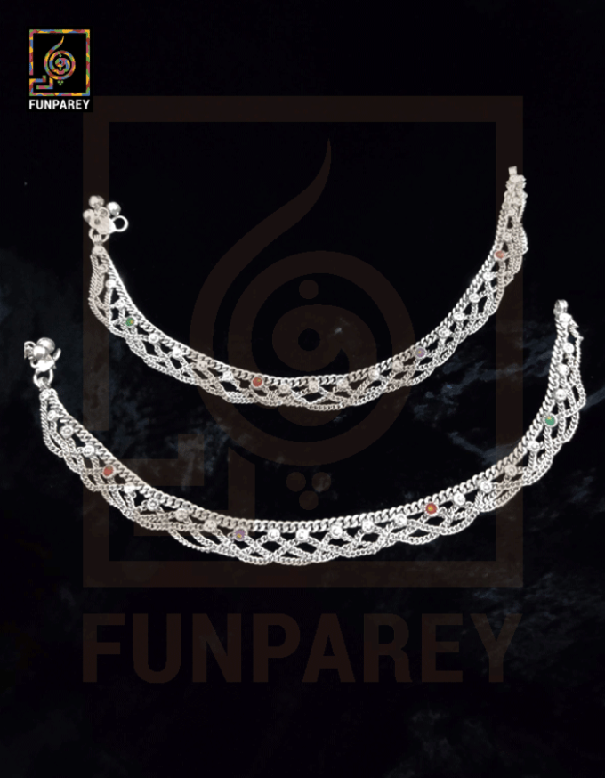 Oxidized Metal Tribal Anklets (Pair) "Habergeon"