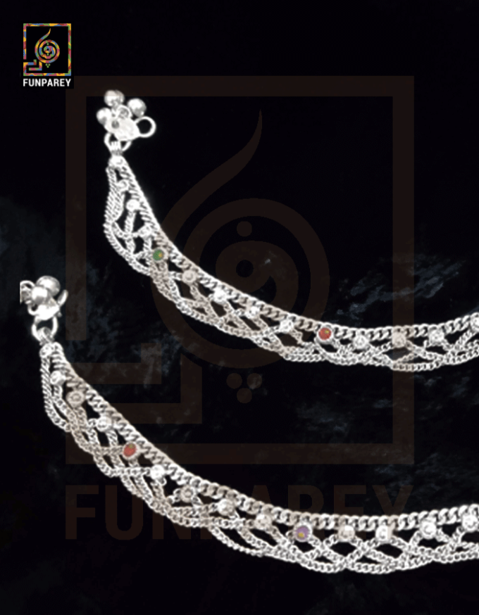 Oxidized Metal Tribal Anklets (Pair) "Habergeon" - Image 3