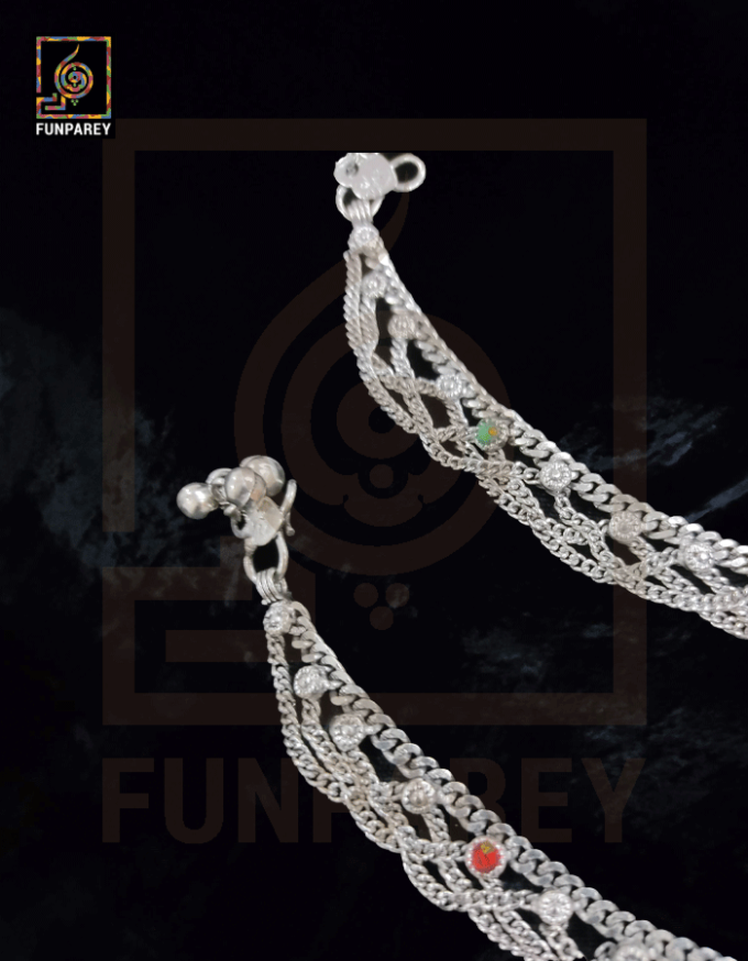Oxidized Metal Tribal Anklets (Pair) "Habergeon" - Image 5