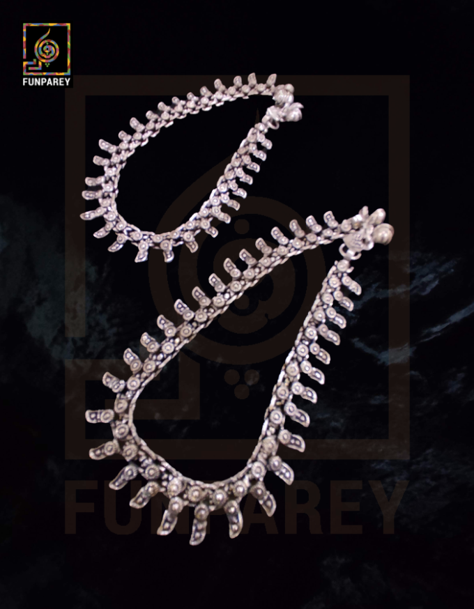 Oxidized Metal Tribal Anklets (Pair) "Hauberk" - Image 3