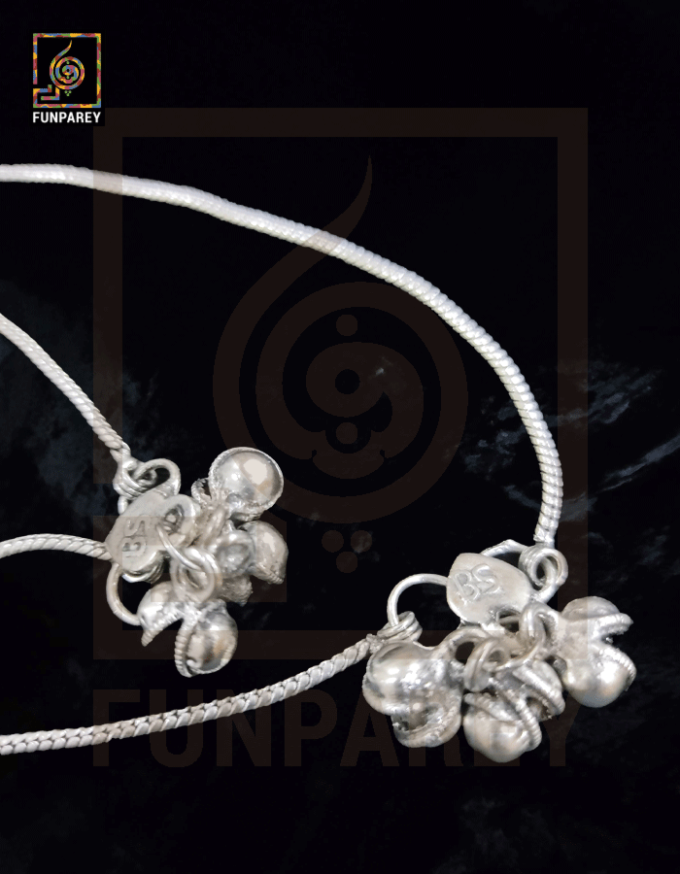 Oxidized Metal Tribal Anklets (Pair) "Eclipse" - Image 2