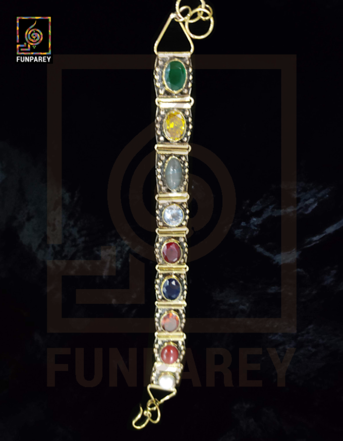 Tribal Oxidized Metal Bracelet with Natural Stones "Auric"