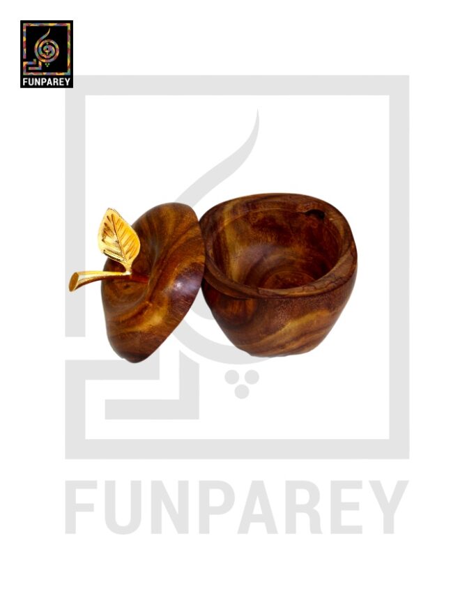 Handcrafted Wooden Apple Candy Bowl 4" - Image 3