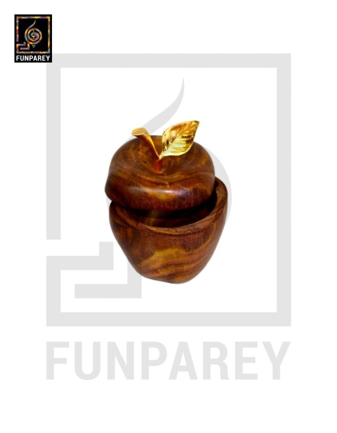 Handcrafted Wooden Apple Candy Bowl 4" - Image 2