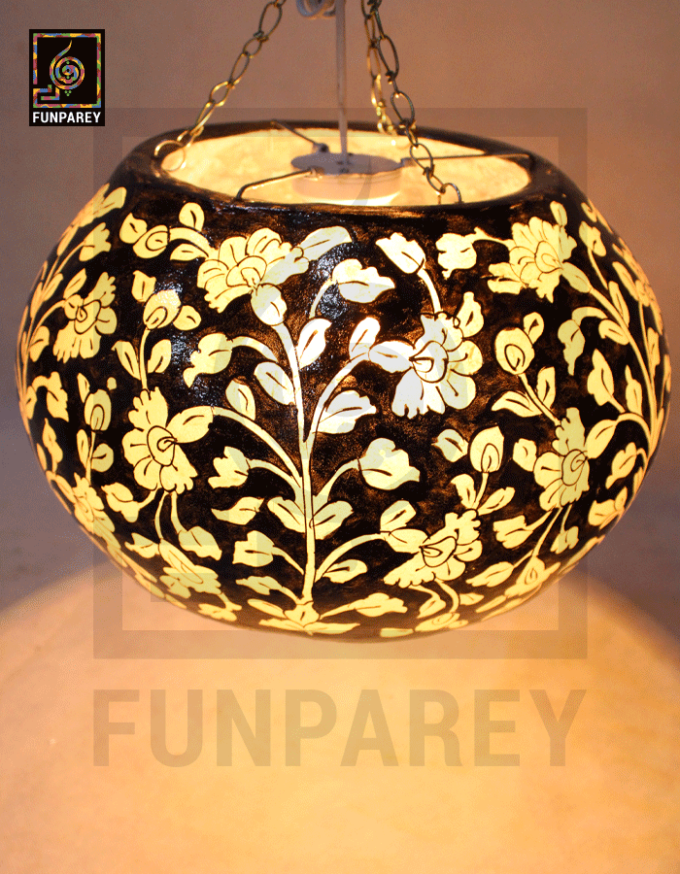 Camel Skin 13" Hanging Lamp "Stygian" - Image 2