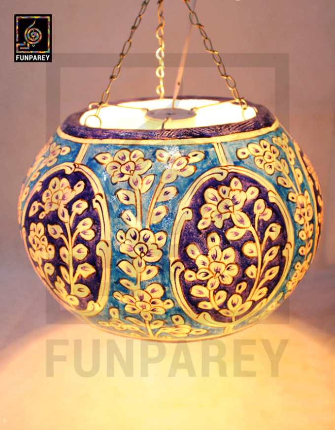 Camel Skin 13" Hanging Lamp "Azuric" - Image 2