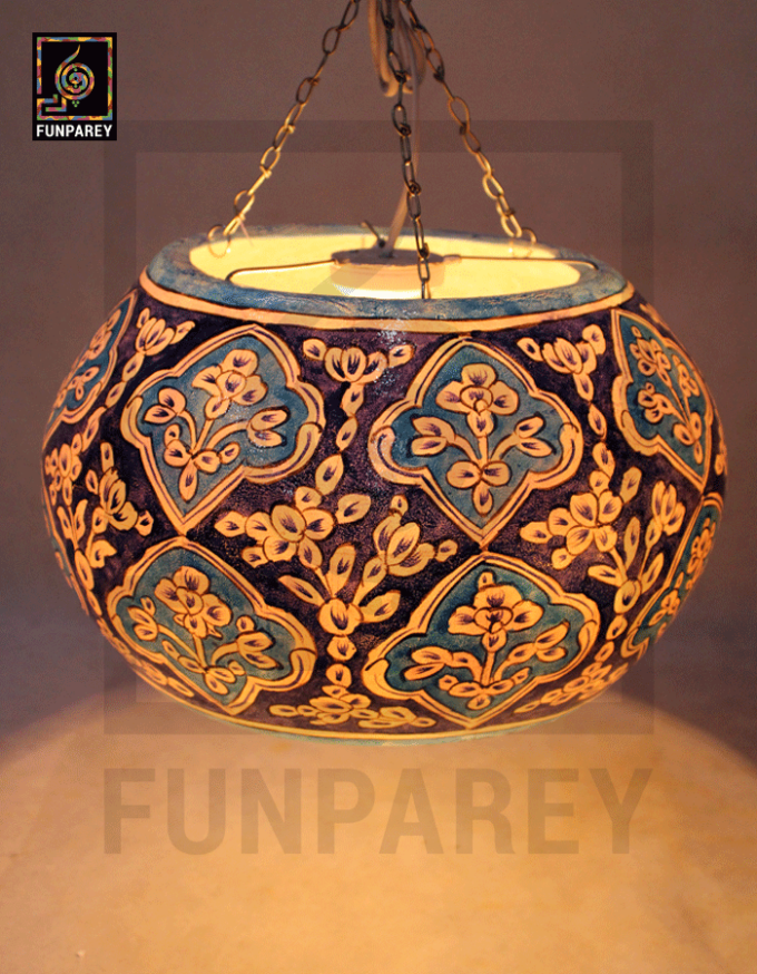 Camel Skin 13" Hanging Lamp "Azuric V2" - Image 2