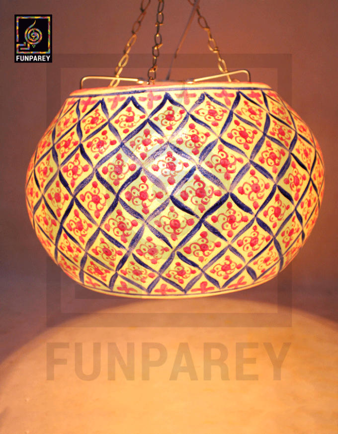 Camel Skin 13" Hanging Lamp "Coral" - Image 2