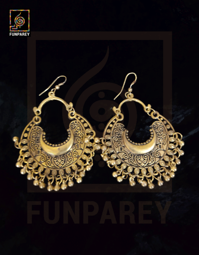Ethnic Tribal Metallic Earrings "Bequest Auric" - Image 4
