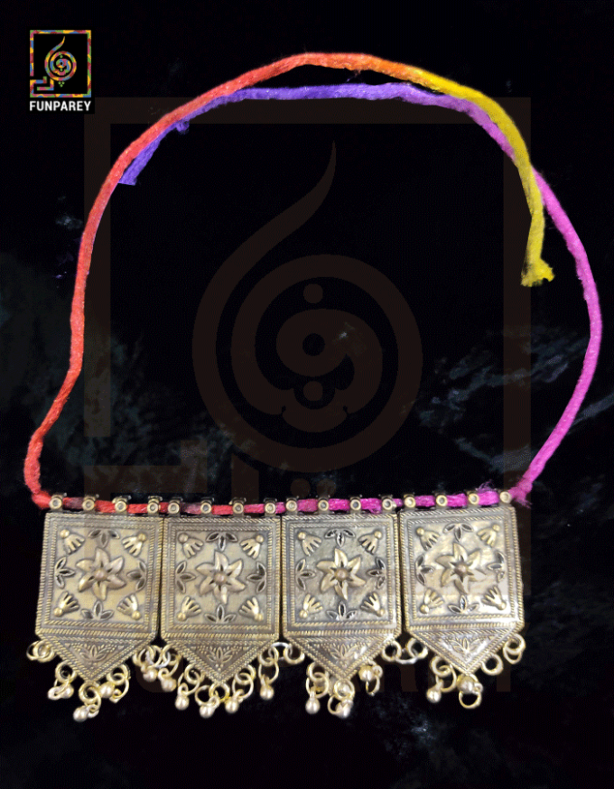 Oxidized Metal Jewelry Choker "Quadtrine" - Image 4