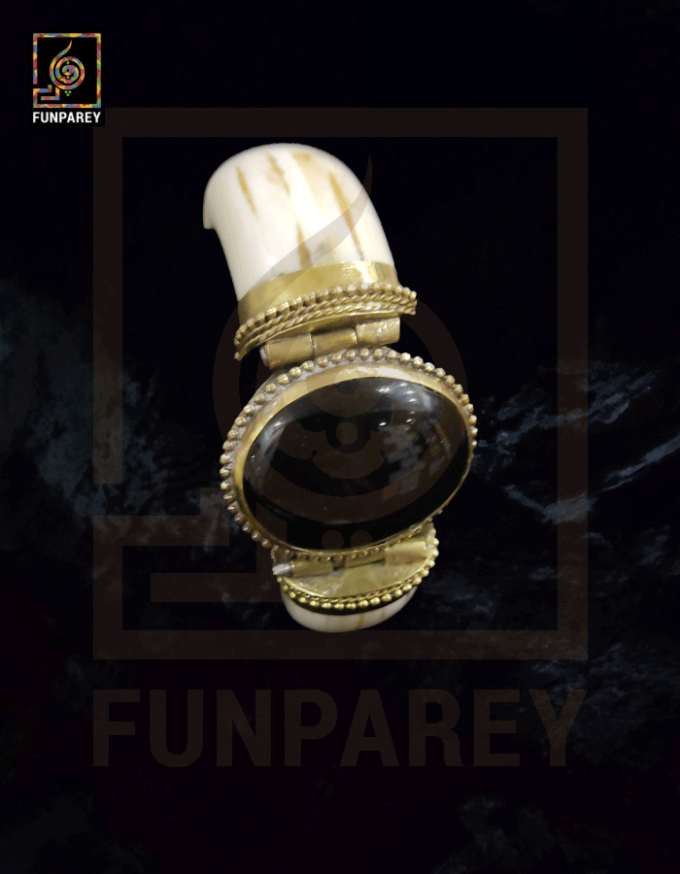 Ethnic Tribal Camel Bone Bracelet with Black Agate Stone - Image 11
