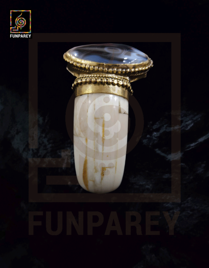Ethnic Tribal Camel Bone Bracelet with Black Agate Stone - Image 14