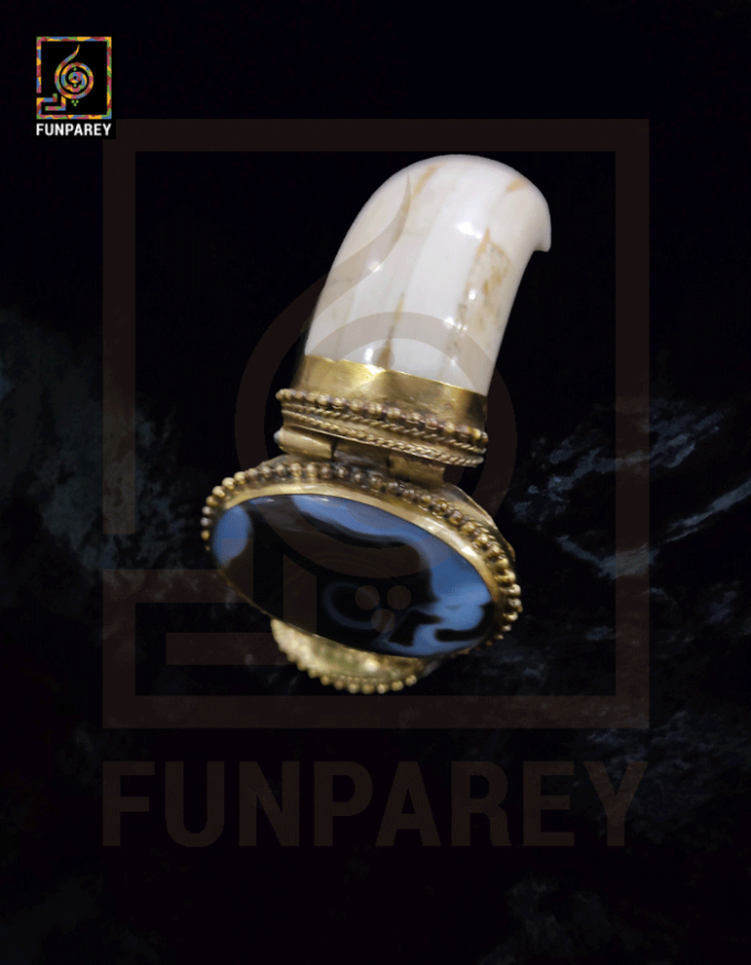 Ethnic Tribal Camel Bone Bracelet with Black Agate Stone - Image 2