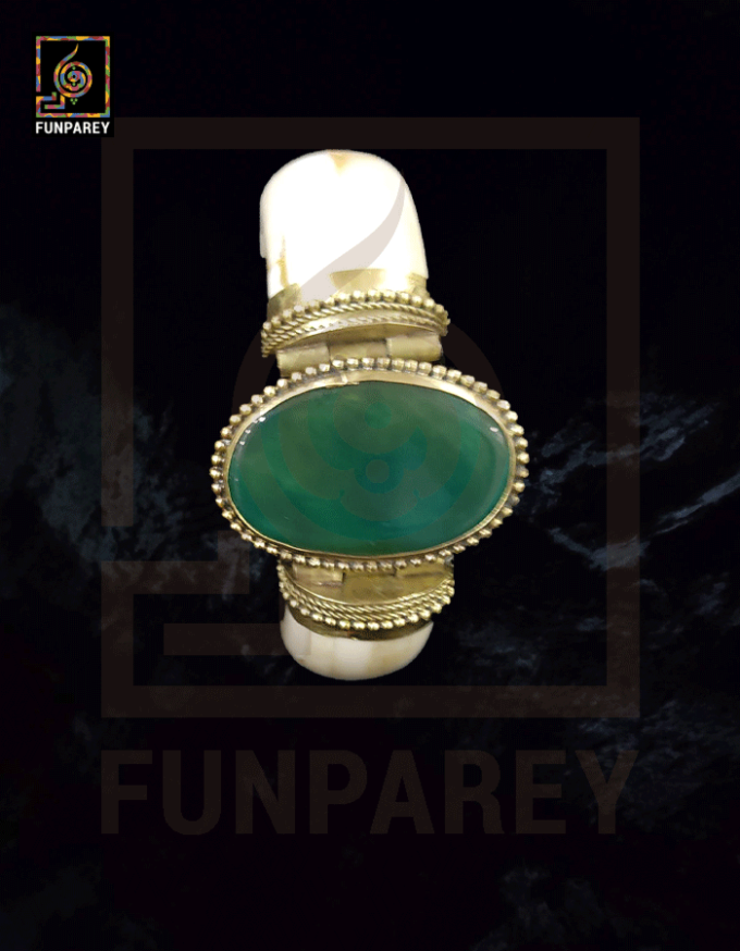 Ethnic Bracelet with Green Agate Stone - Image 2