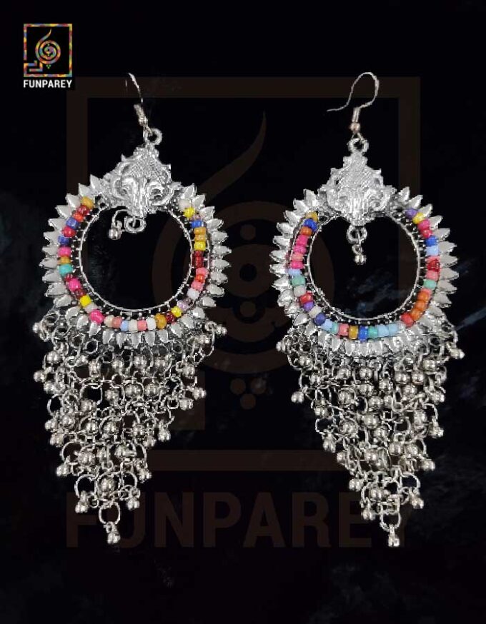 Tribal Oxidized Metal Seraphic Trailing Earrings "Jazzed" - Image 7