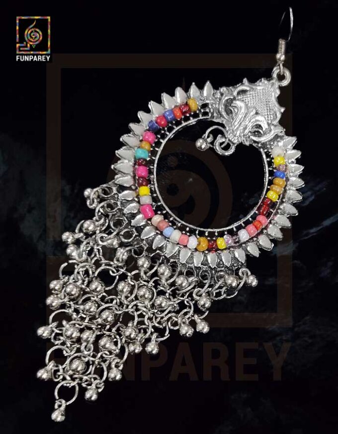 Tribal Oxidized Metal Seraphic Trailing Earrings "Jazzed" - Image 5