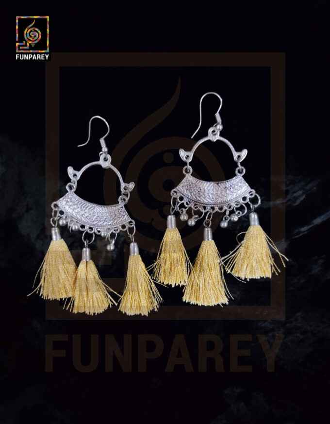 Ethnic Oxidized Metal Arch Earrings "Fawn Tussle"