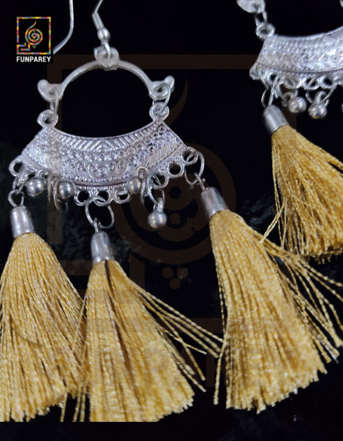 Ethnic Oxidized Metal Arch Earrings "Fawn Tussle" - Image 2