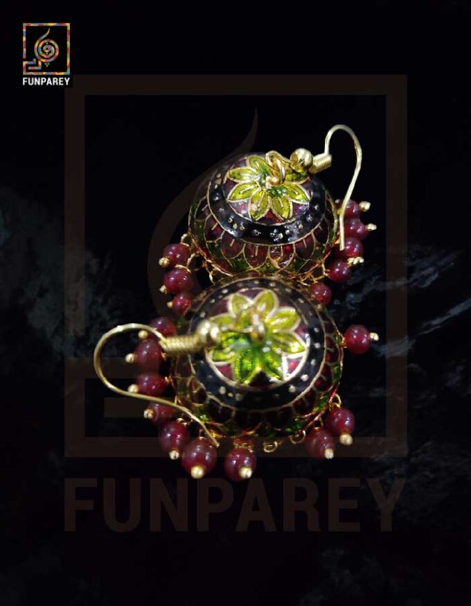 Ethnic Tribal Metallic Earrings "Czarina Lime" - Image 5