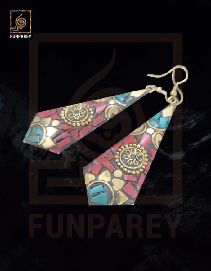 Ethnic Tribal Metallic Earrings "Shard Rubic" - Image 2