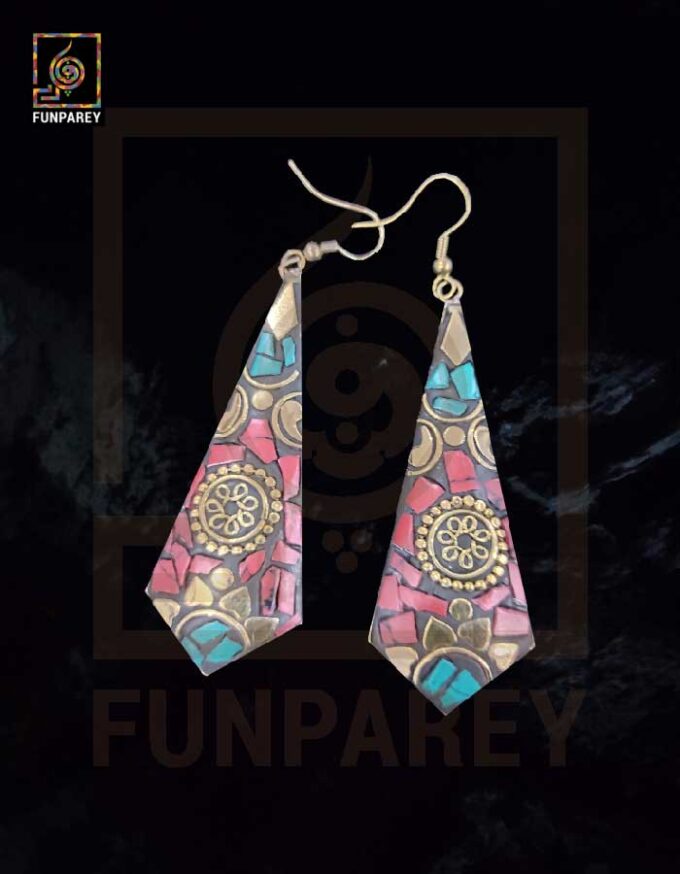 Ethnic Tribal Metallic Earrings "Shard Rubic"