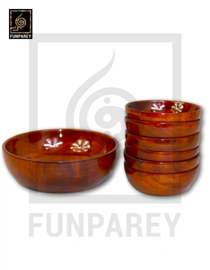 Handcrafted Premium Wooden Bowl Set - Lacquer Coating - Image 3