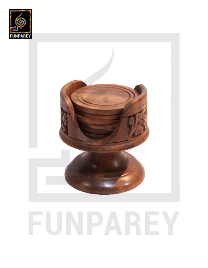 Hand Carved Wooden Circular Tea Mat Chalice 6"