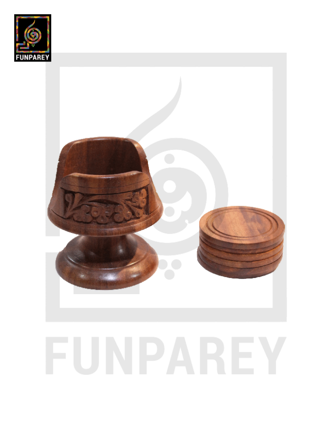 Hand Carved Wooden Circular Tea Mat Chalice 6" - Image 3