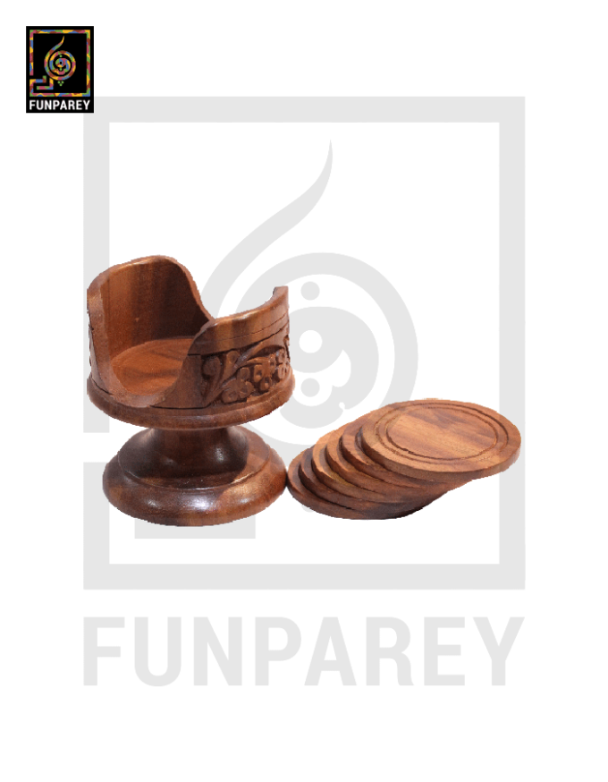 Hand Carved Wooden Circular Tea Mat Chalice 6" - Image 2