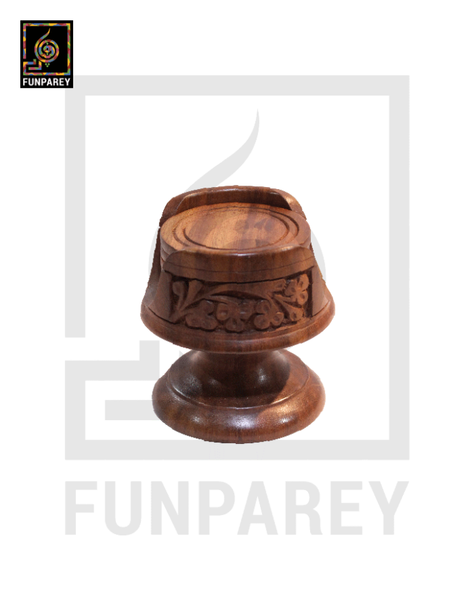 Hand Carved Wooden Circular Tea Mat Chalice 6" - Image 5