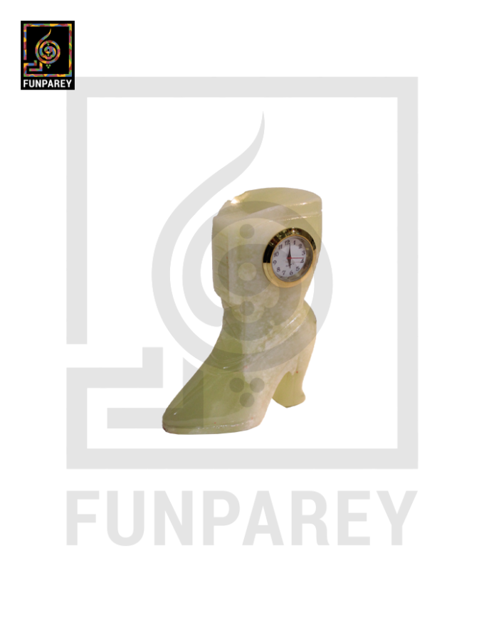 Onyx Stone Shoe Shaped Table Clock 4" - Image 2