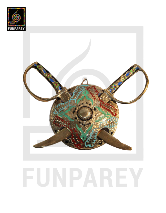 Brass Multicolor Decorative Crossed Swords (Small) Wall Hanging - Image 3