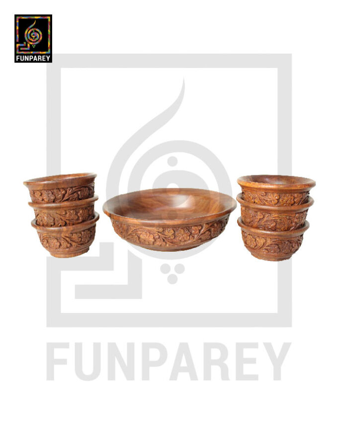 Hand Carved Wooden Bowl Set Large 10" - Image 7